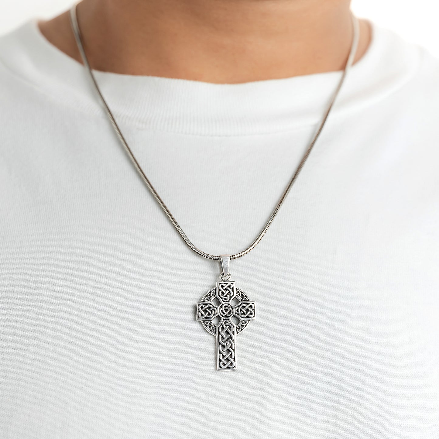 Sterling Silver Celtic Cross Large Pendant