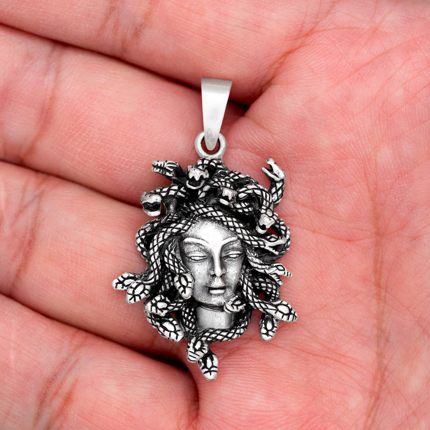 925 Sterling Silver Greek Medusa Pendant