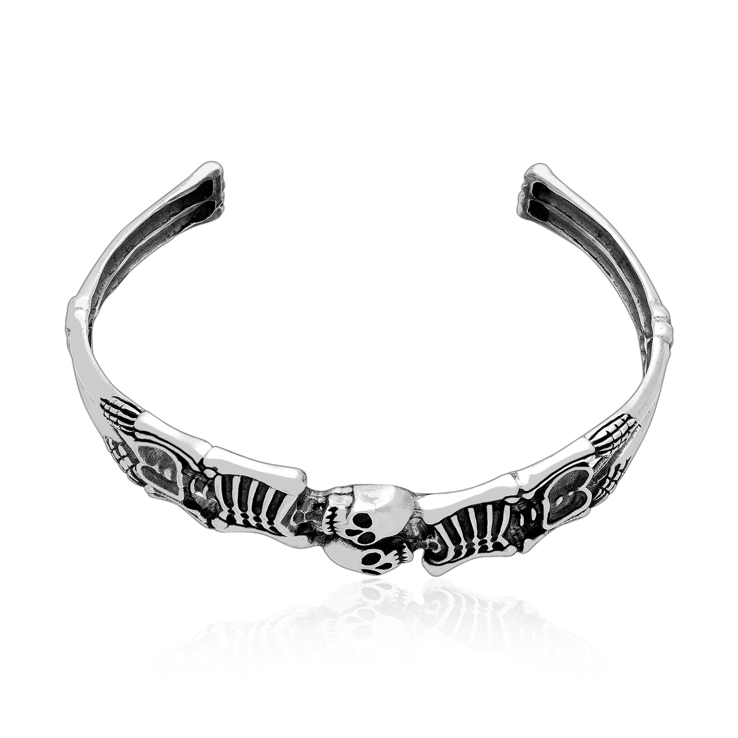 925 Sterling Silver Skeletons Adjustable Bangle