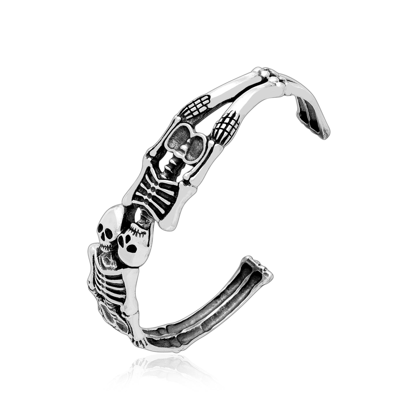 925 Sterling Silver Skeletons Adjustable Bangle