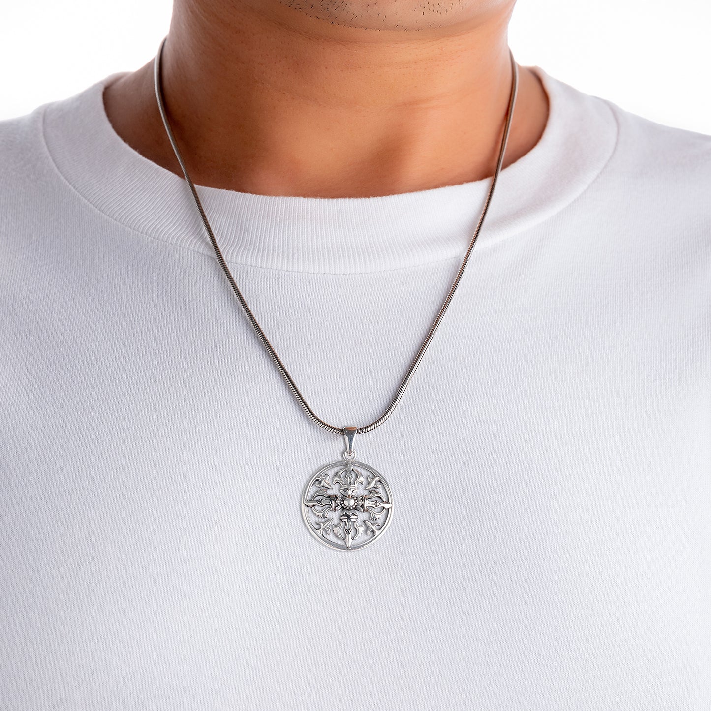 Sterling Silver Double Dorje Tibetan Pendant