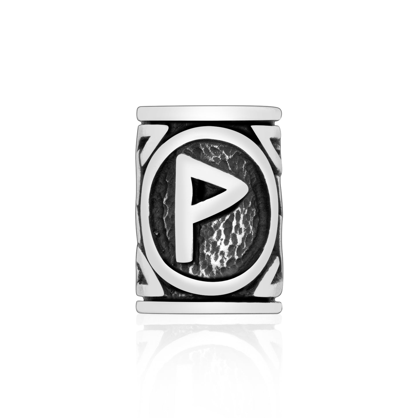 925 Sterling Silver Viking Beard Hair Bead with Rune Wunjo