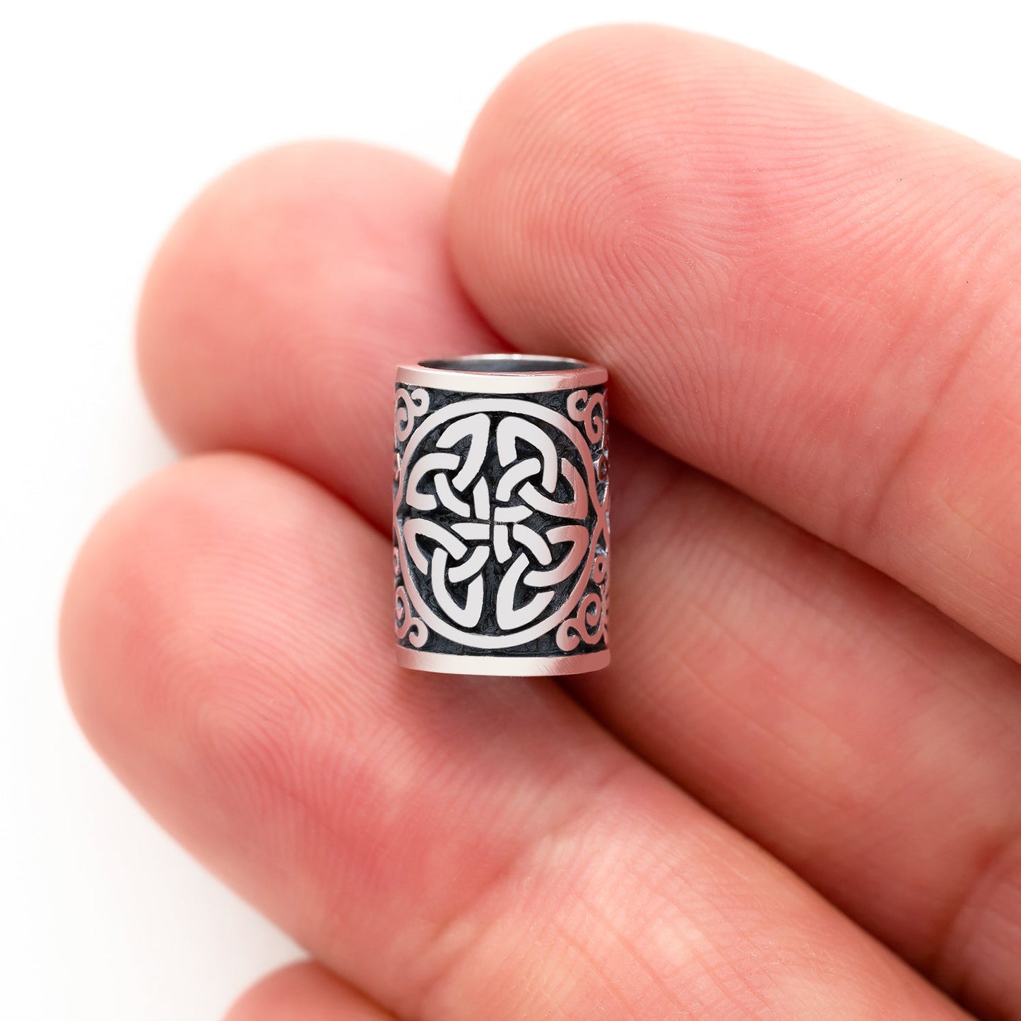 925 Sterling Silver Celtic Triquetra Beard Hair Bead - SilverMania925