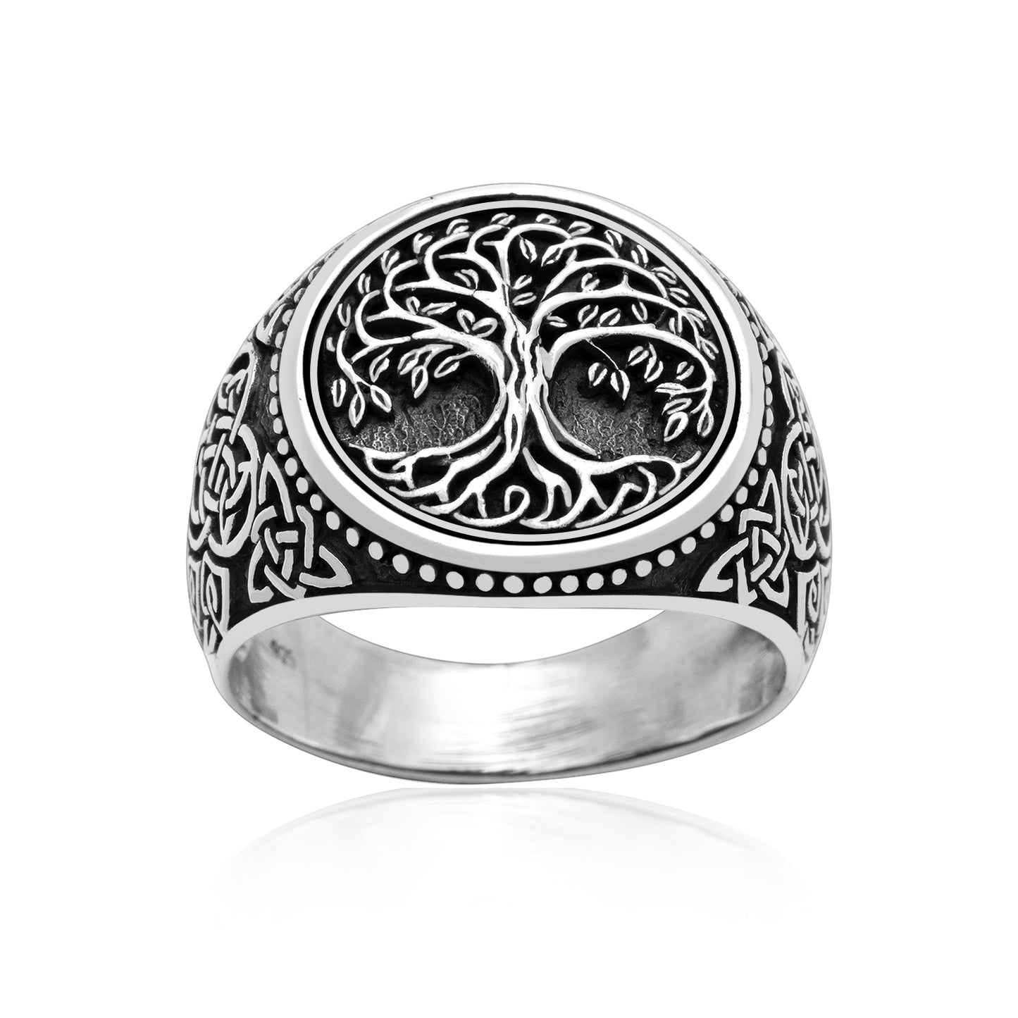 925 Sterling Silver Yggdrasil Ring with Bear Claw