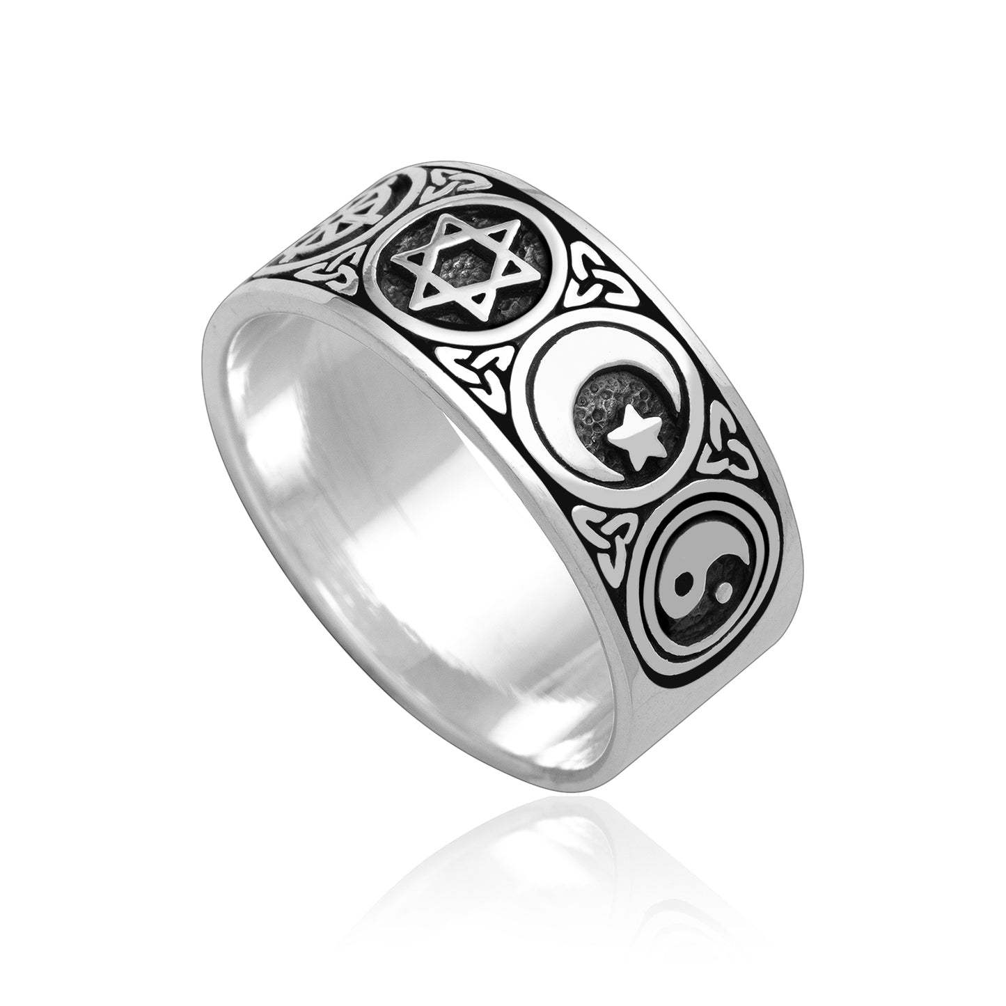 925 Sterling Silver Sacred Symbols Ring