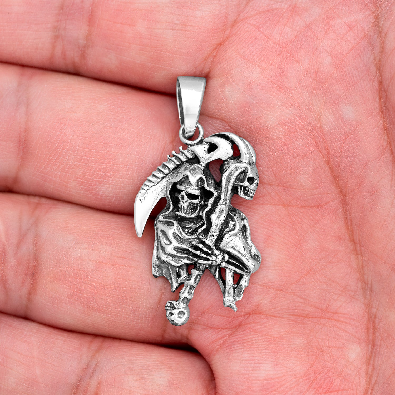 925 Sterling Silver Grim Reaper Pendant