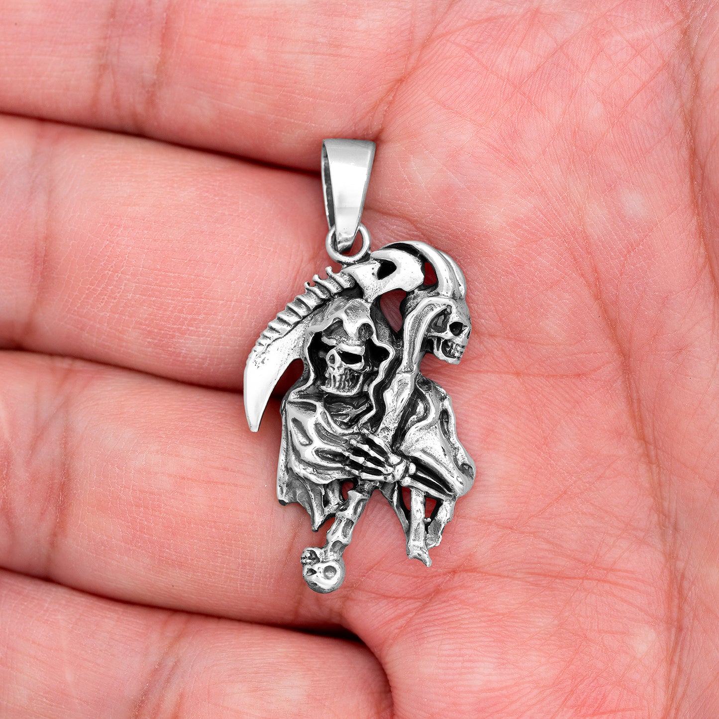 925 Sterling Silver Grim Reaper Pendant