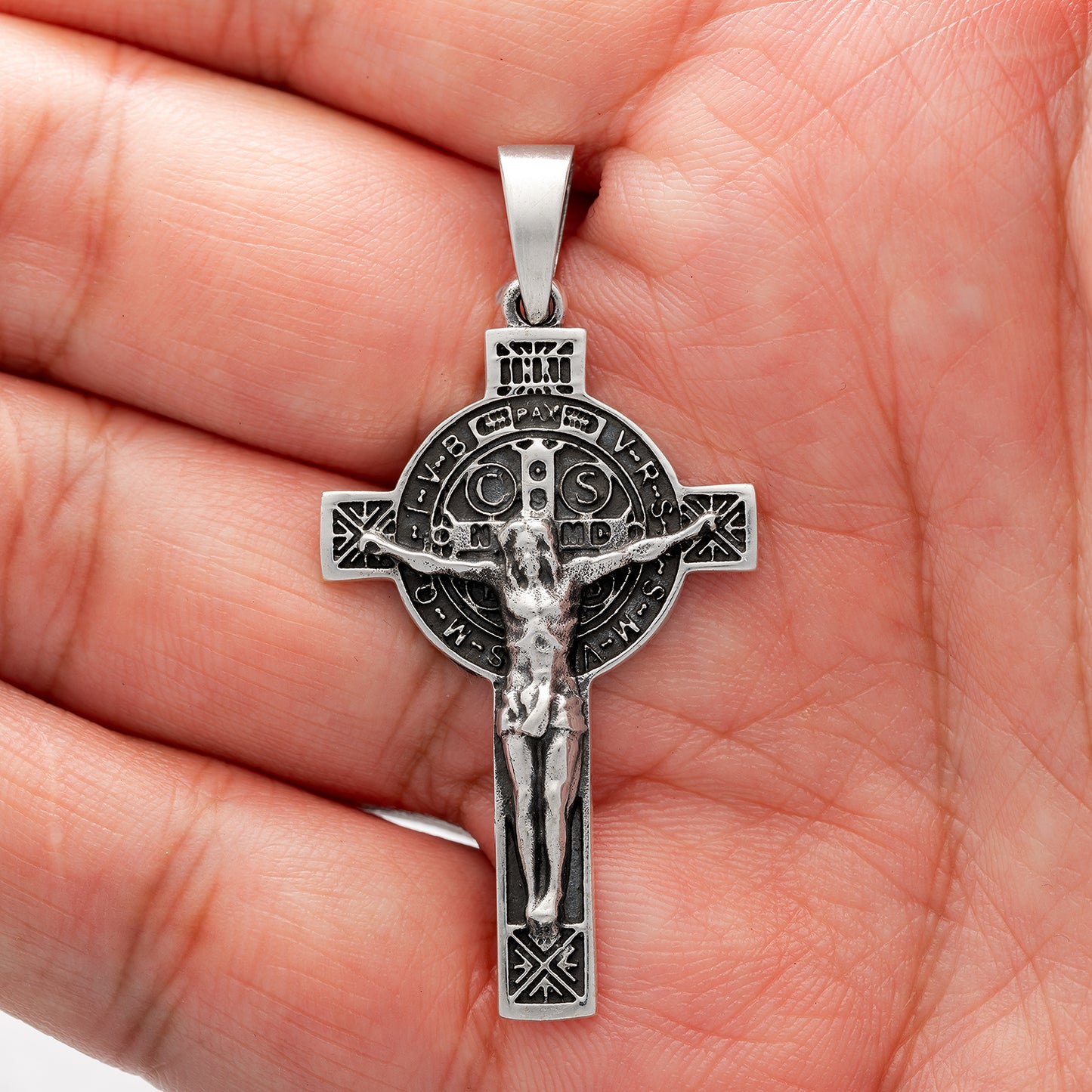 925 Sterling Silver Catholic Cross Pendant