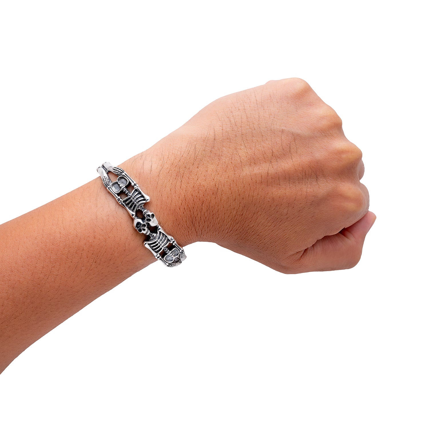 925 Sterling Silver Skeletons Adjustable Bangle