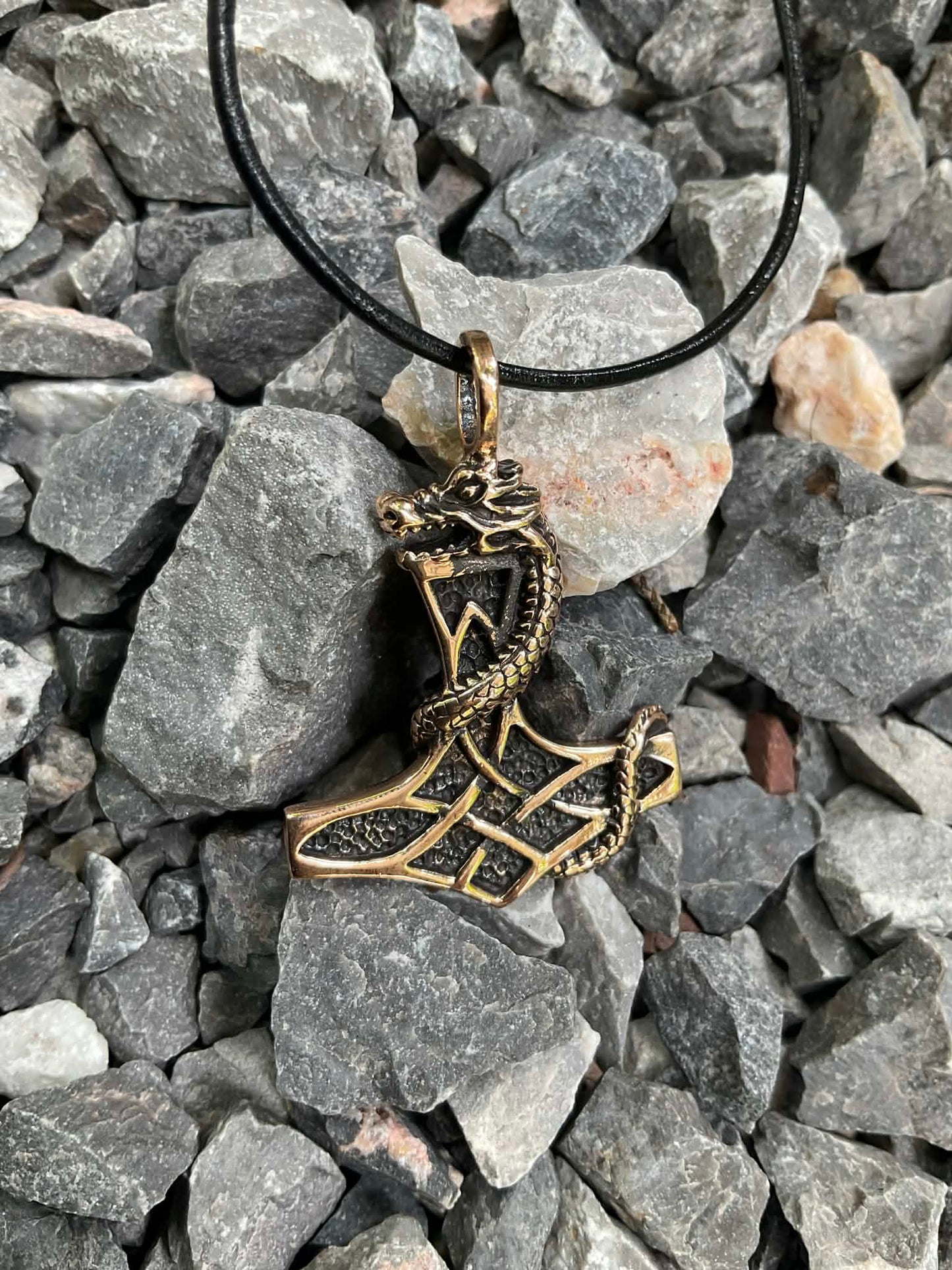 Mjolnir Bronze Pendant with Jormungand