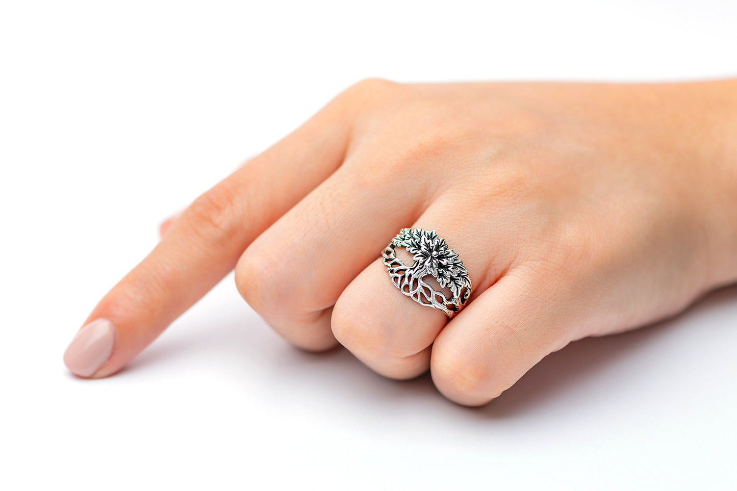 925 Sterling Silver Viking Yggdrasil Unisex Ring - SilverMania925