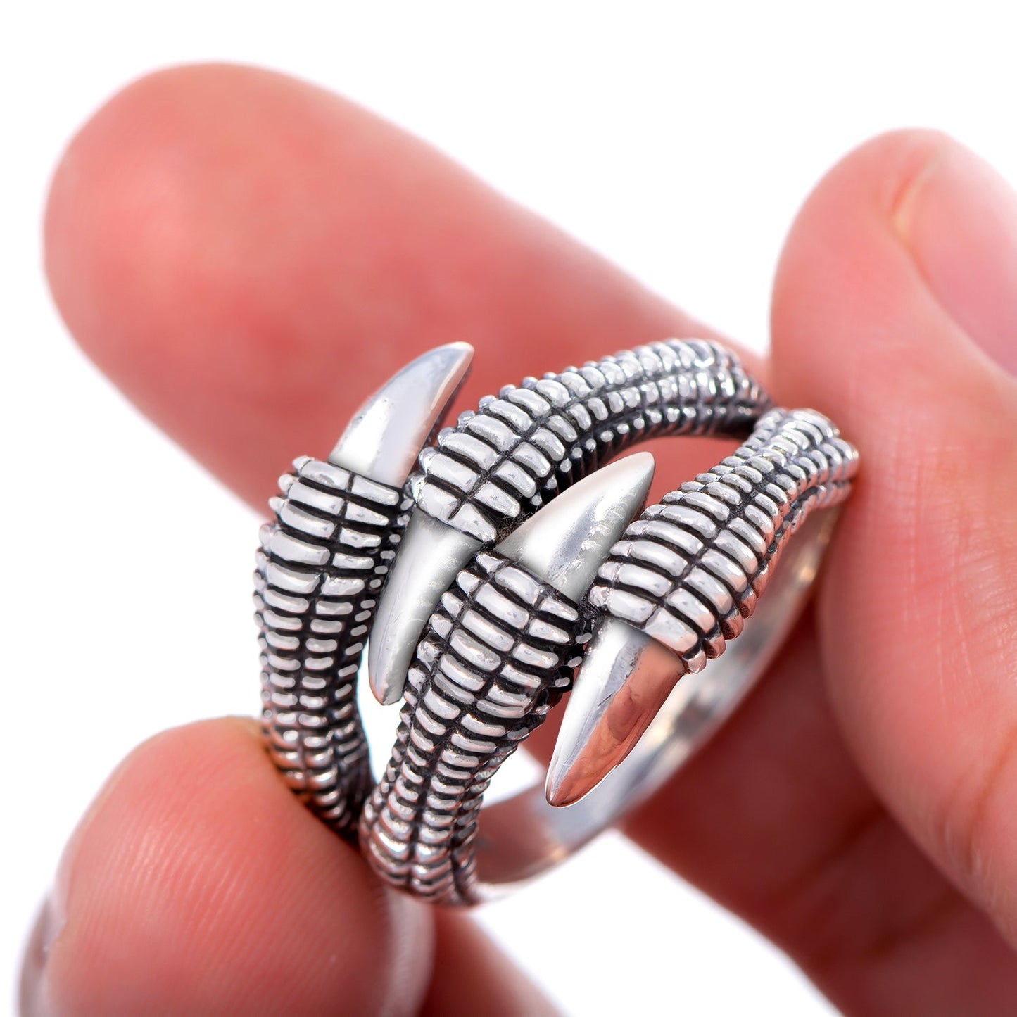 925 Sterling Silver Viking Dragon Nidhogg Claw Ring - SilverMania925