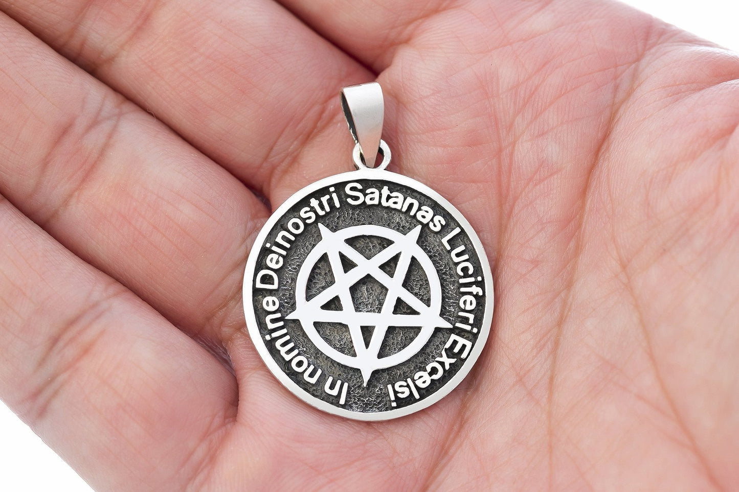 925 Sterling Silver Satanic Pentagram Pendant - SilverMania925