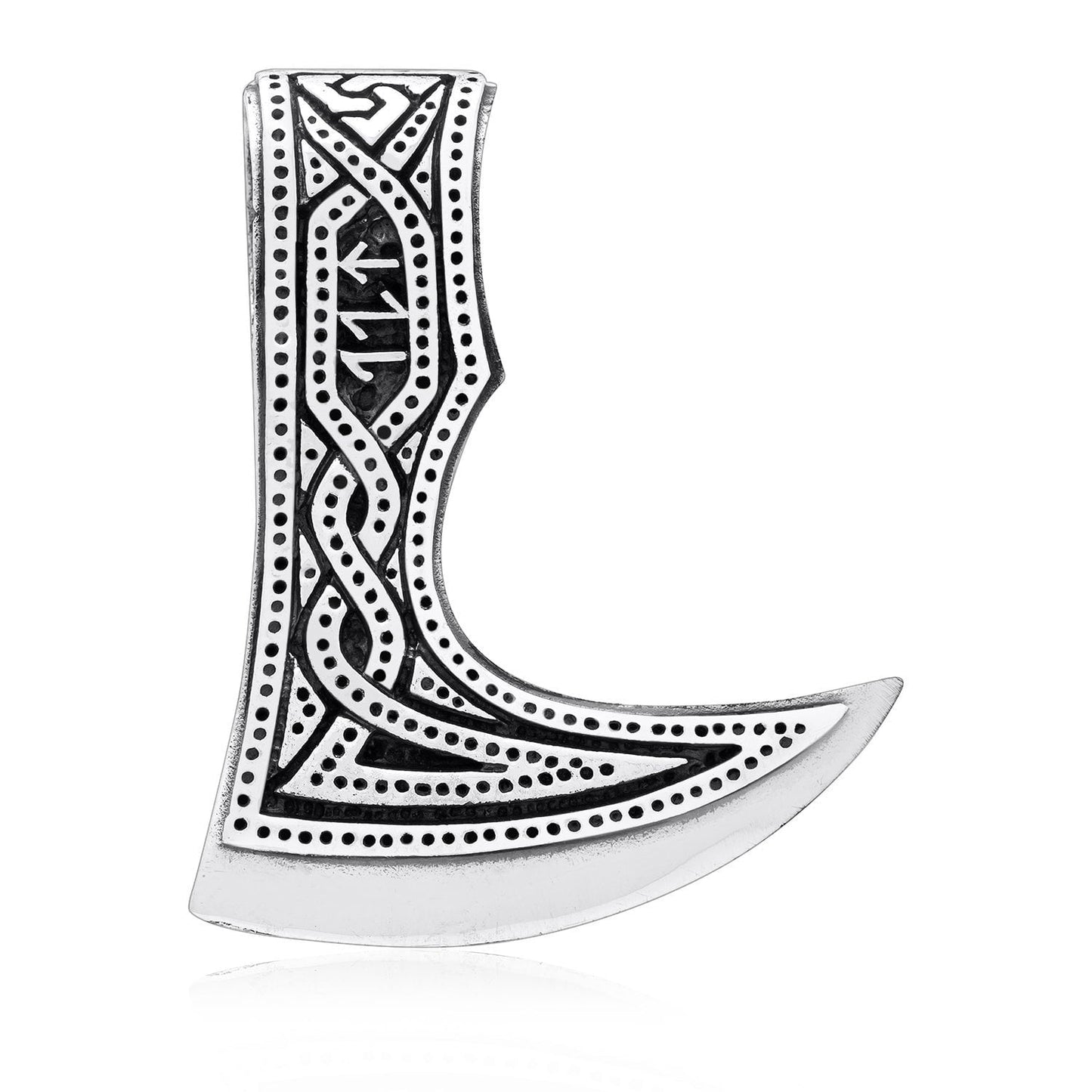 925 Sterling Silver Viking Perun Axe Double Sided Pendant - SilverMania925