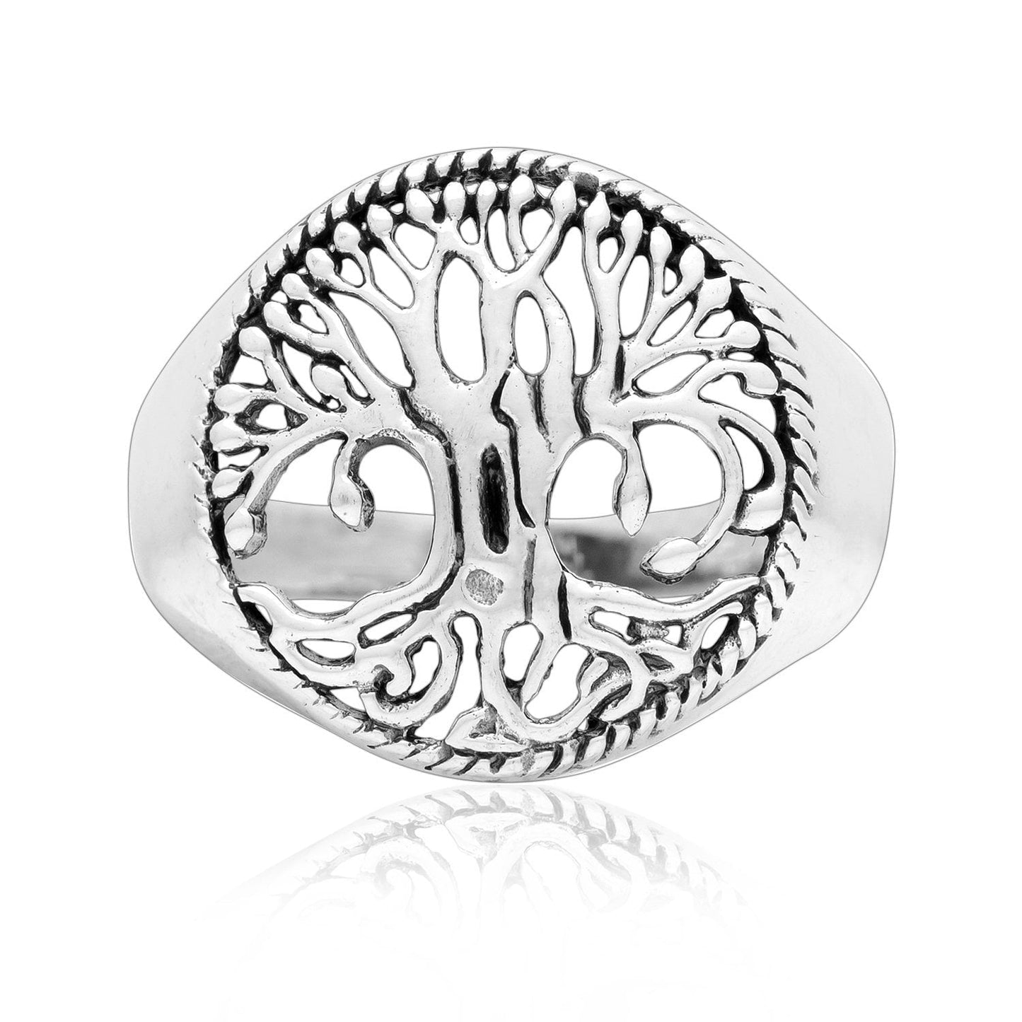 925 Sterling Silver Viking Tree of Life Yggdrasil Ring - SilverMania925