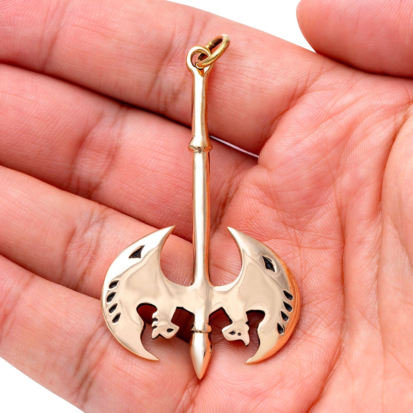 Handcrafted Bronze Viking Axe Double-Sided Amulet - SilverMania925