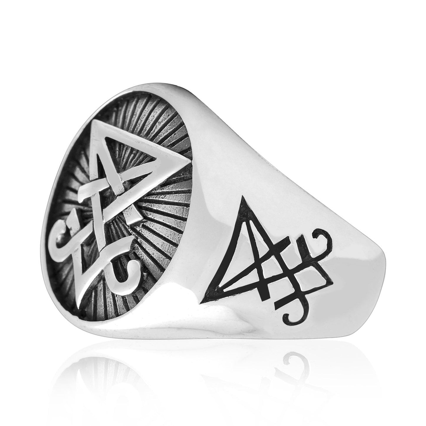 925 Sterling Silver Sigil of Lucifer Satanic Seal of Satan Ring - SilverMania925