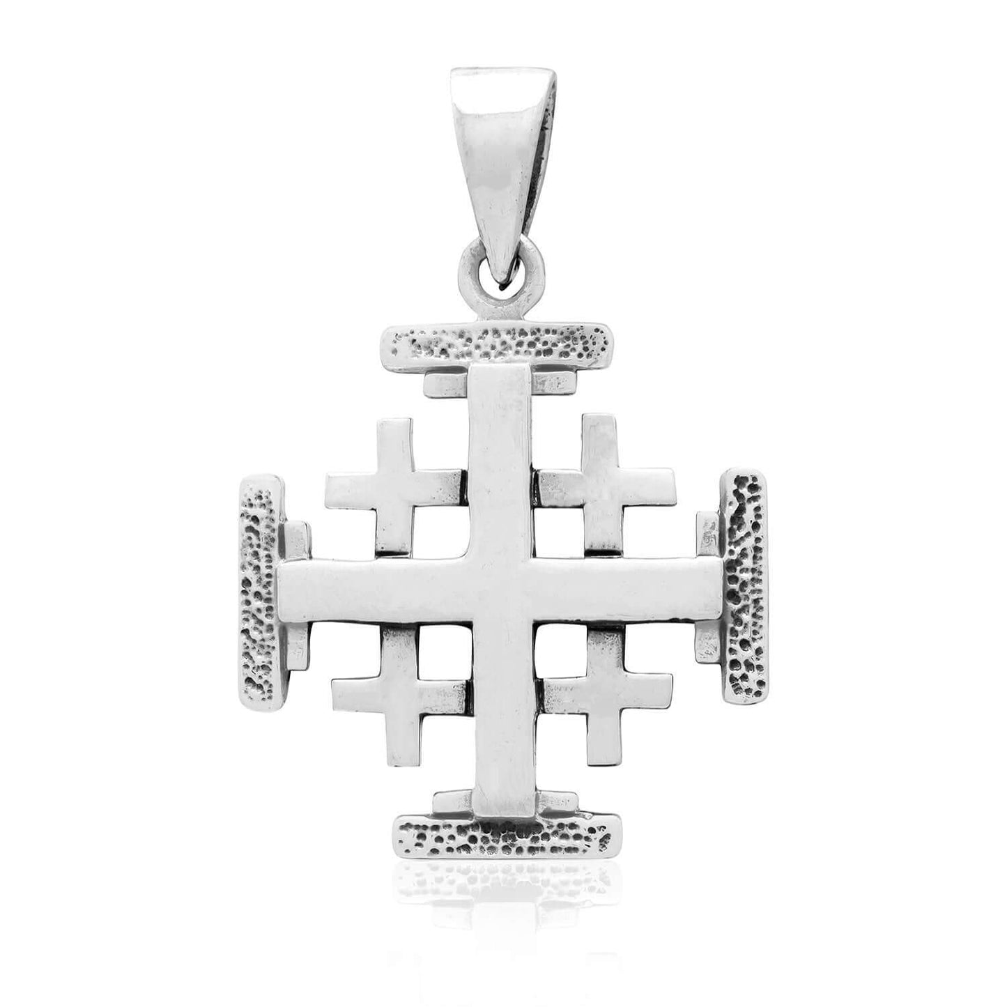 925 Sterling Silver Handcrafted Jerusalem Cross Pendant - SilverMania925