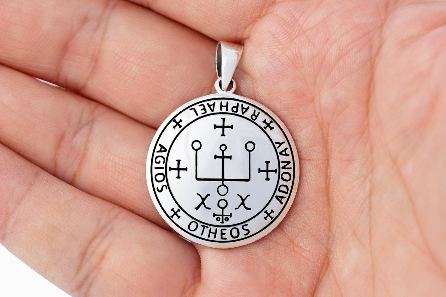 925 Sterling Silver Sigil of Archangel Raphael Pendant - SilverMania925