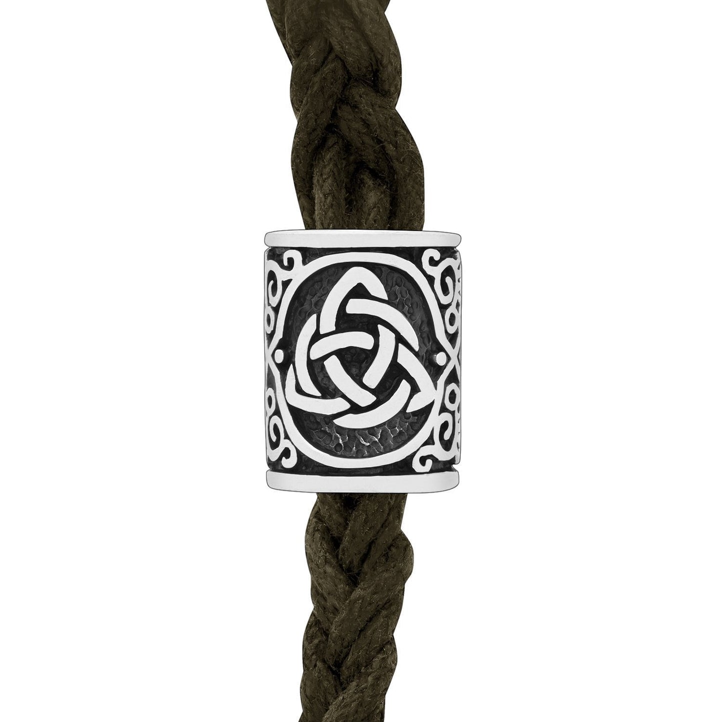 Sterling Silver Viking Beard Bead with Triquetra and Celtic Knotwork - SilverMania925