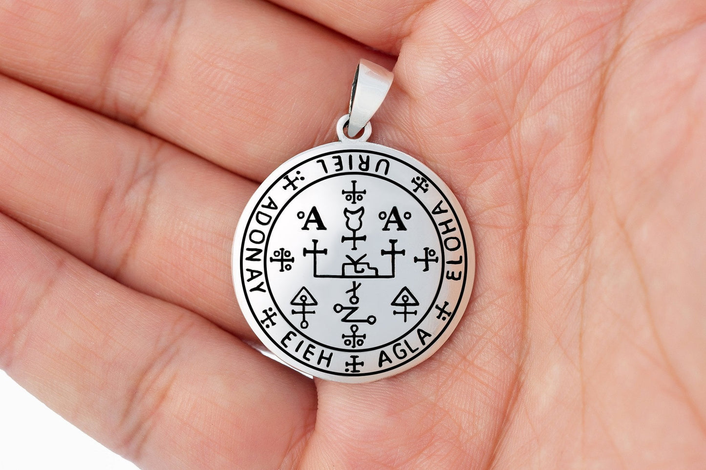 Sterling Silver Sigil of Archangel Uriel Pendant - SilverMania925