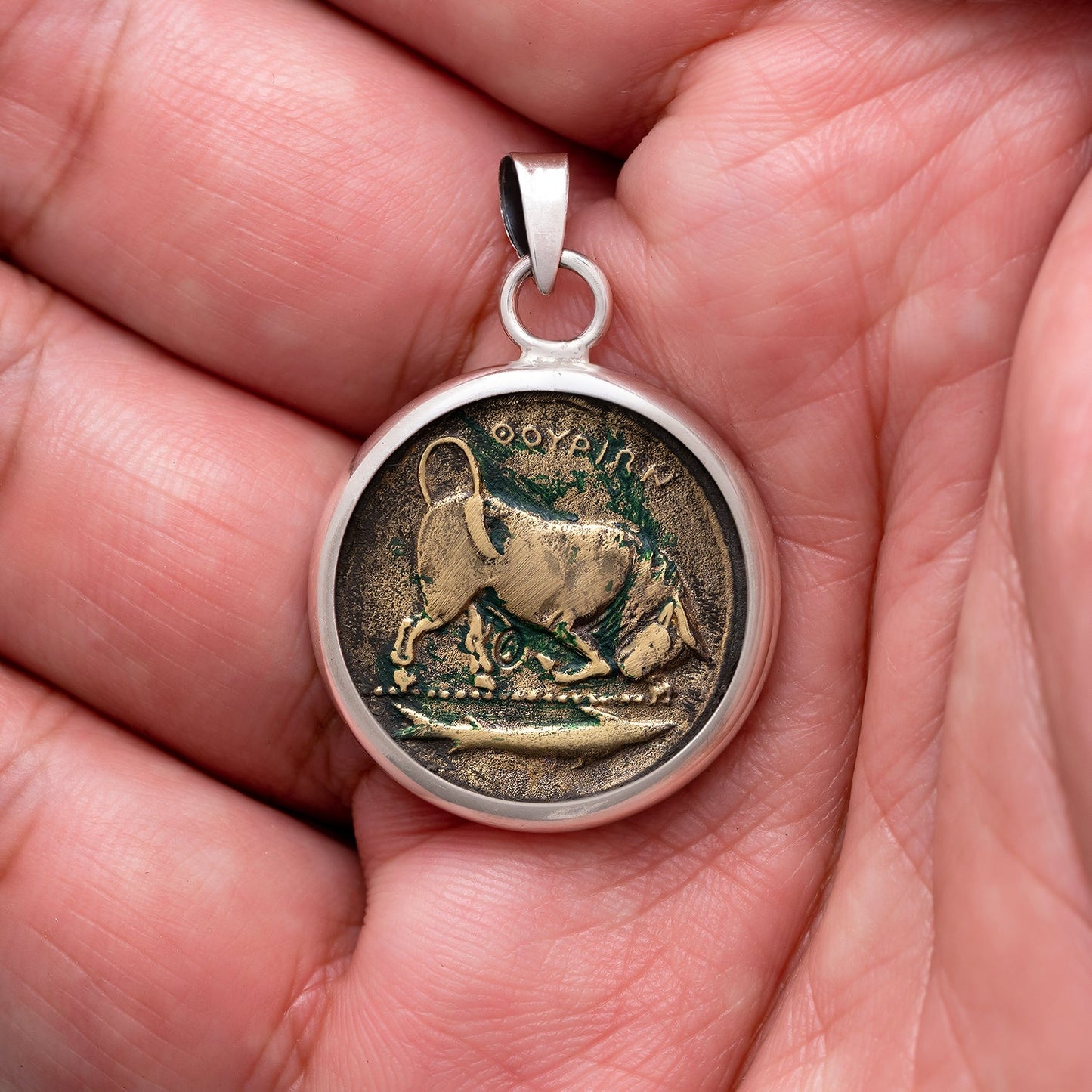 Sterling Silver and Brass Lucania Thourioi Ancient Greek Stater Coin - SilverMania925