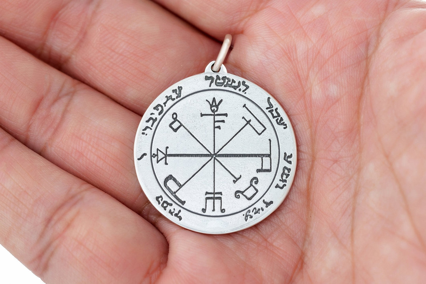 Sterling Silver Sixth Pentacle of Saturn Solomon Seal Pendant - SilverMania925