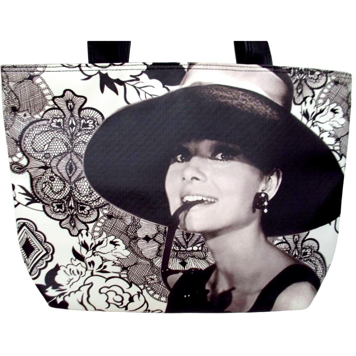 SSHUO Audrey Hepburn Blowing Bubbles Printed Handbag Classic High Capacity  Women Shoulder Bag Eco Reusable Shopping Bag Custom Pattern-1451 Audrey  Hepburn,a : : Fashion