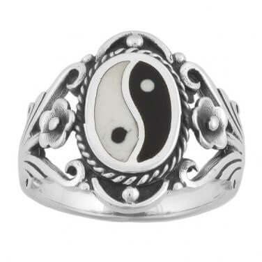 925 Sterling Silver Mens Yin Yang Ring - SilverMania925