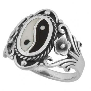 925 Sterling Silver Mens Yin Yang Ring - SilverMania925