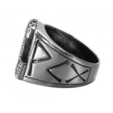 925 Sterling Silver Viking Mjolnir Runes Biker Ring - SilverMania925