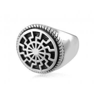 925 Sterling Silver Black Sun Signet Ring - SilverMania925