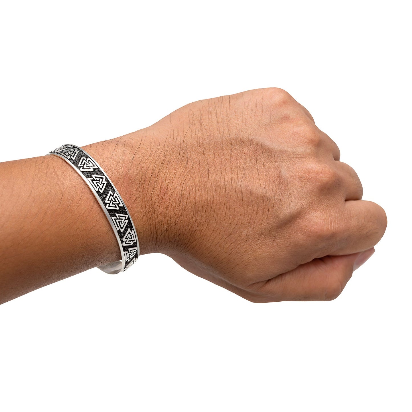 925 Sterling Silver Viking Valknut Knots Bangle - SilverMania925