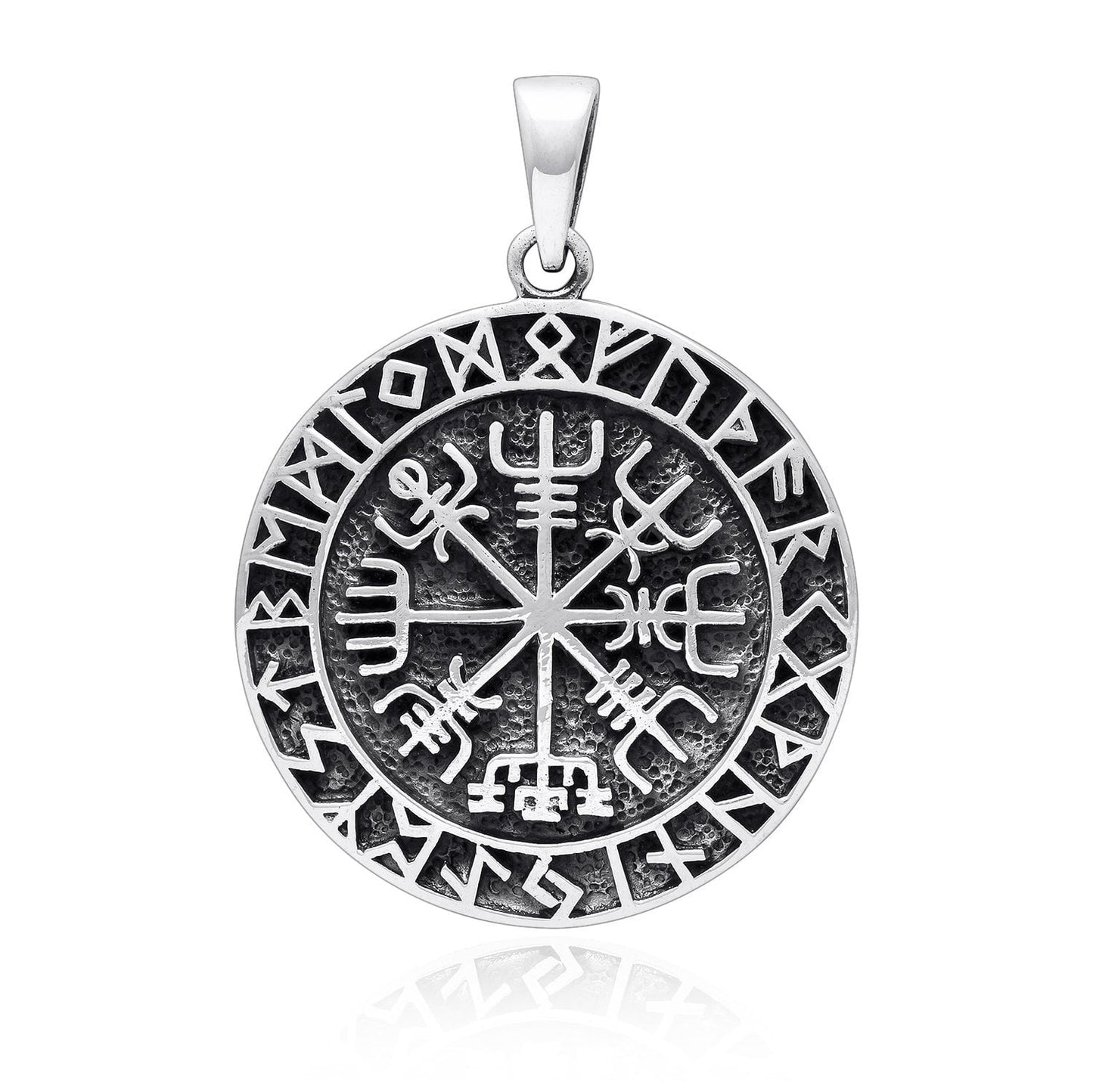 925 Sterling Silver Vegvisir Viking Compass Runes Pendant - SilverMania925