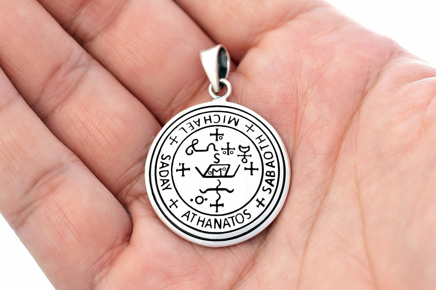 925 Sterling Silver Sigil of Archangel Saint Michael Pendant - SilverMania925