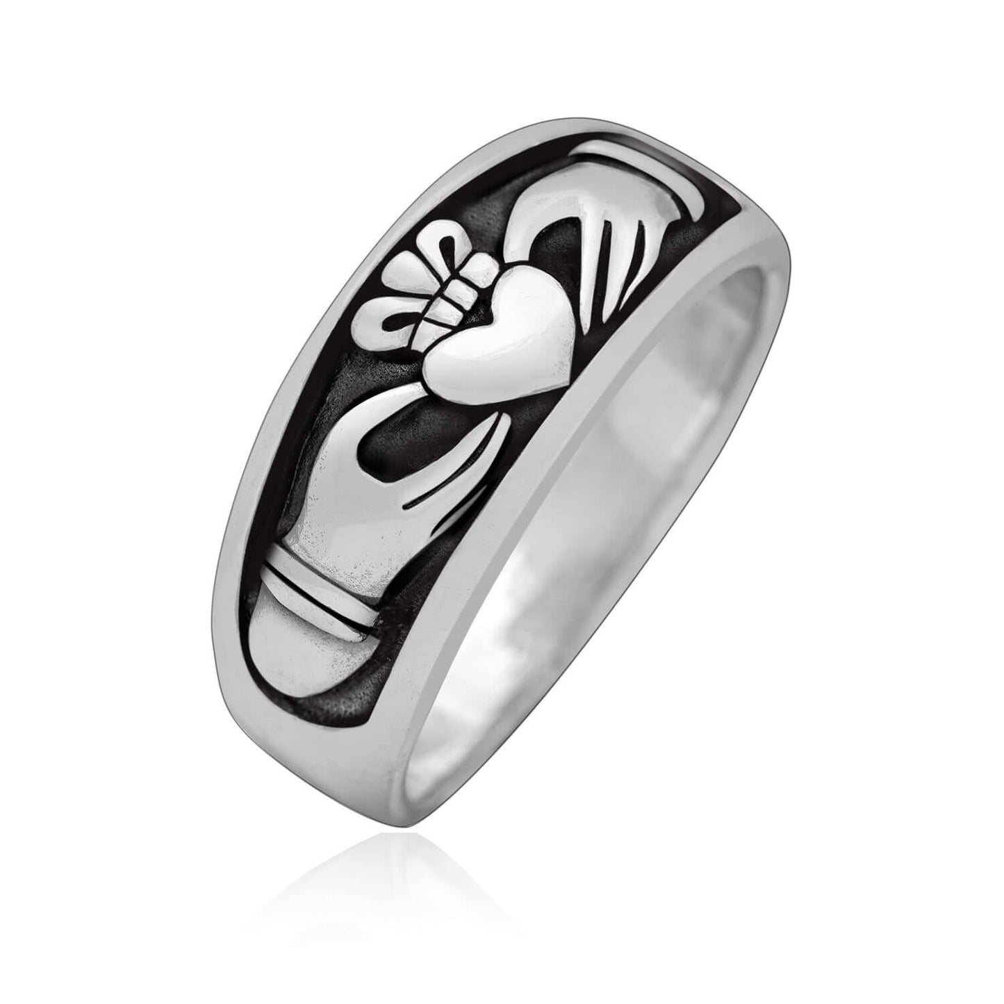 925 Sterling Silver Celtic Irish Claddagh Wedding Ring - SilverMania925