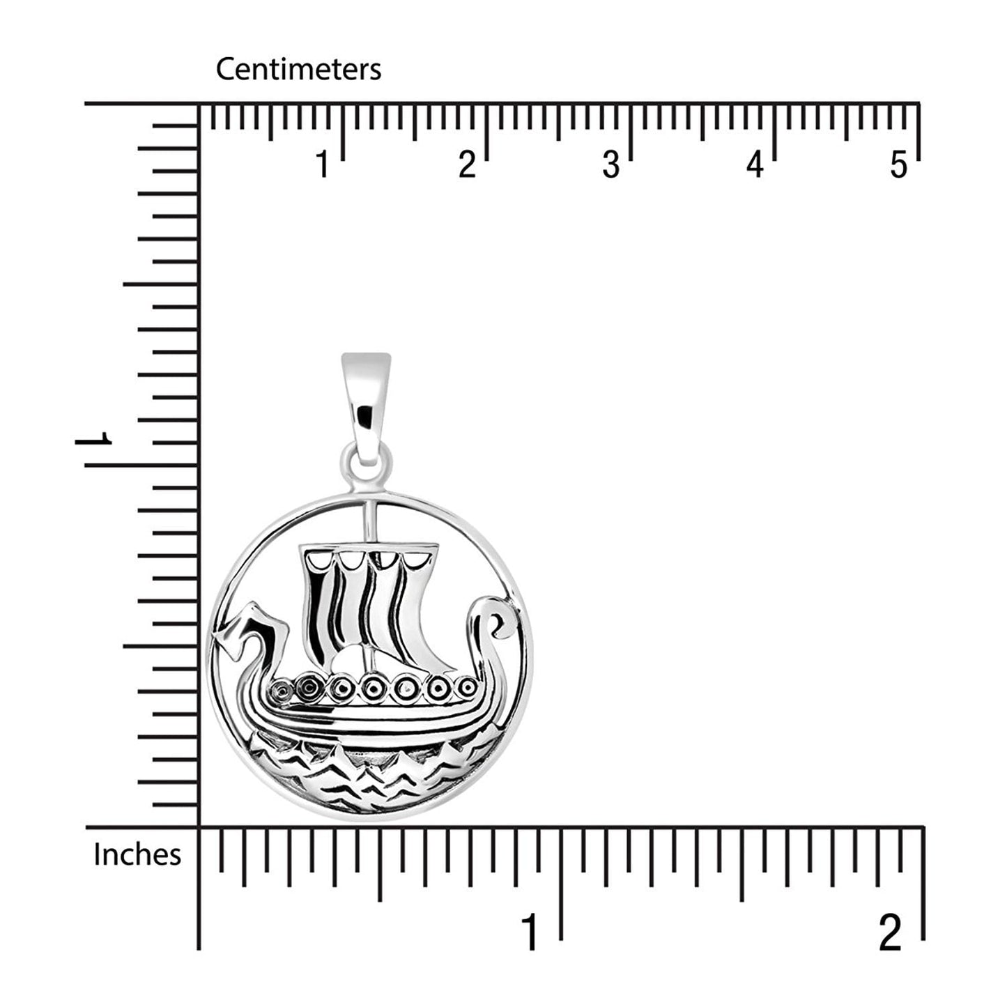 925 Sterling Silver Viking Long Ship Norse Pendant - SilverMania925