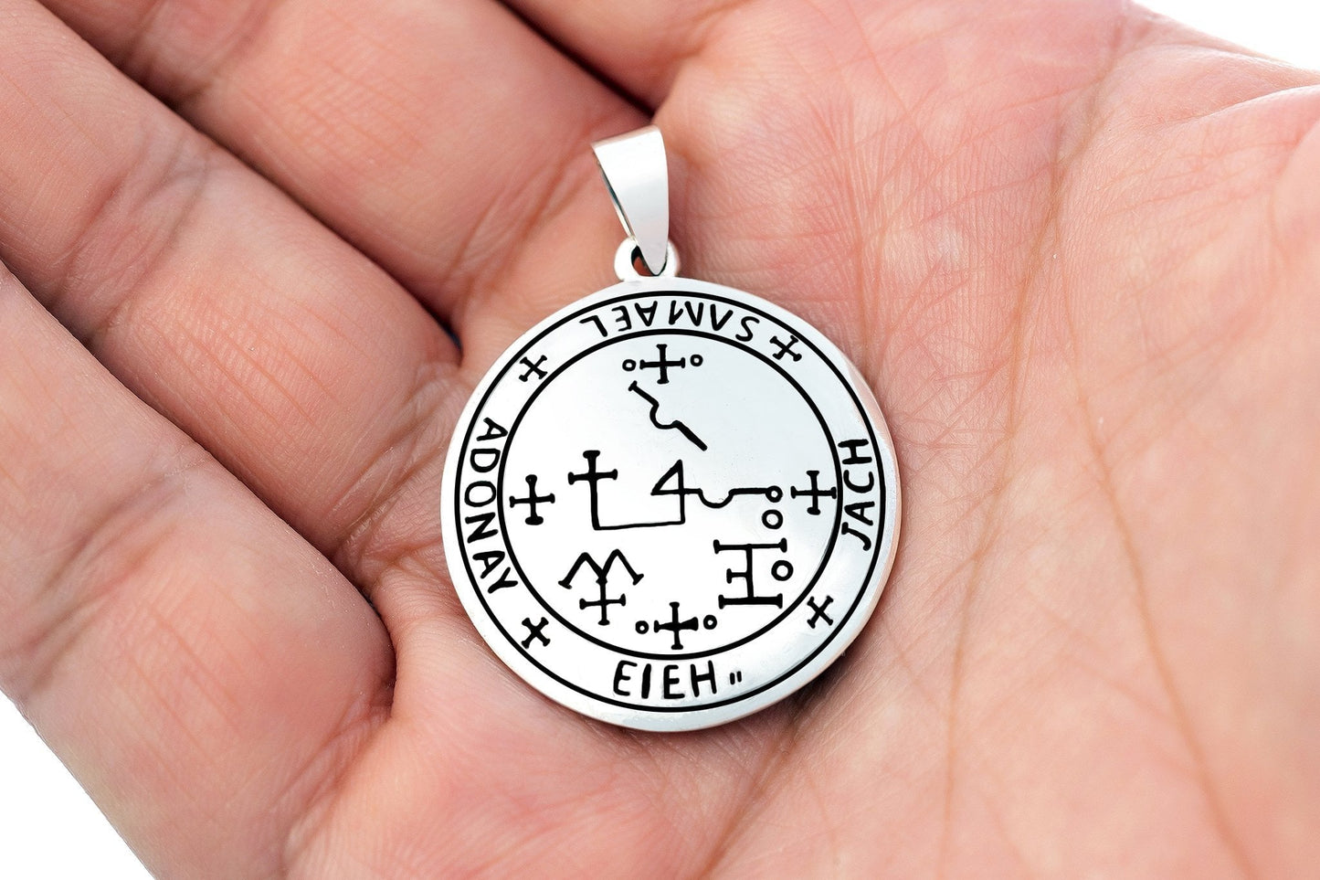 925 Sterling Silver Sigil of Archangel Samael Pendant - SilverMania925