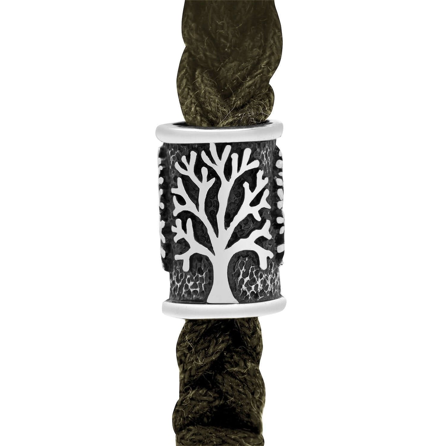 925 Sterling Silver Beard Bead with Viking Yggdrasil - SilverMania925