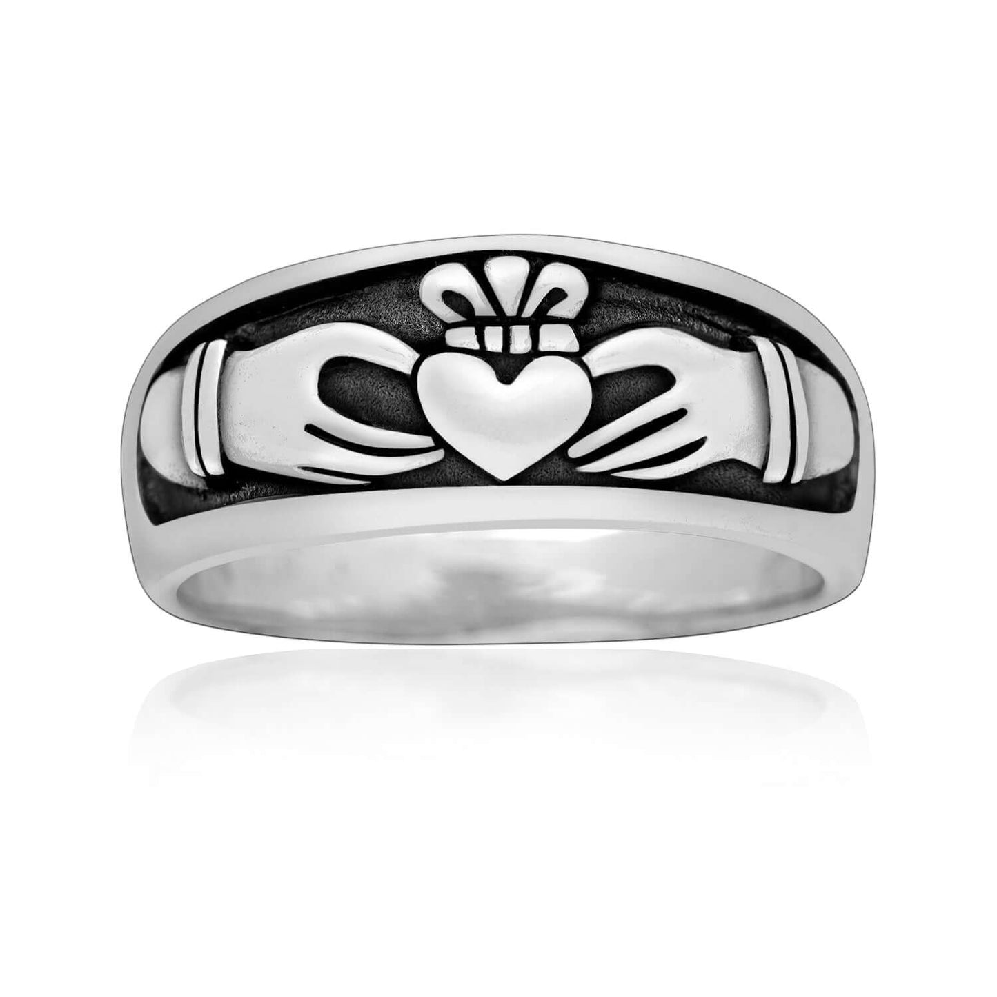 925 Sterling Silver Celtic Irish Claddagh Wedding Ring - SilverMania925