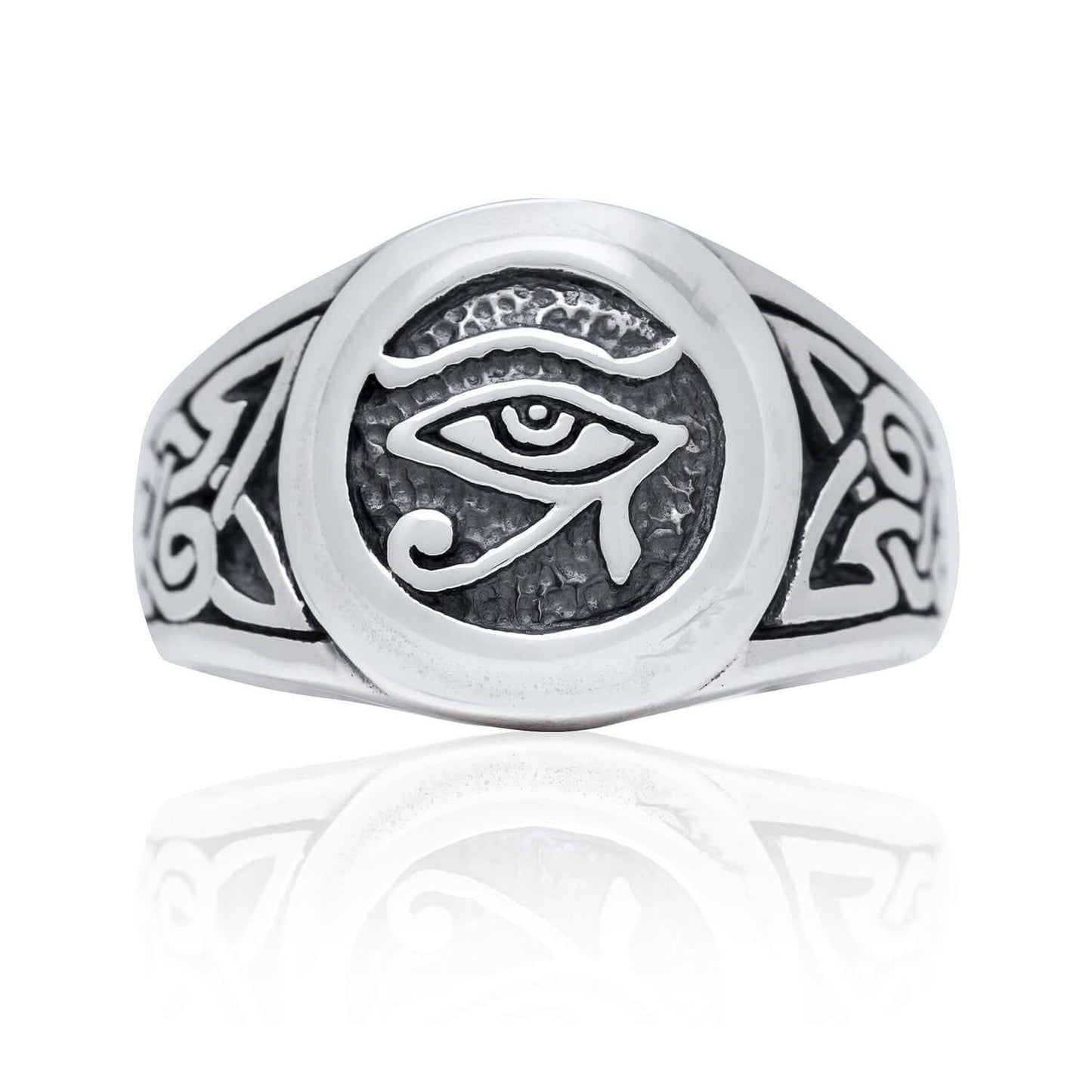 925 Sterling Silver Egypt Egyptian Eye of God Horus Ra Udjat Knotwork Ring - SilverMania925