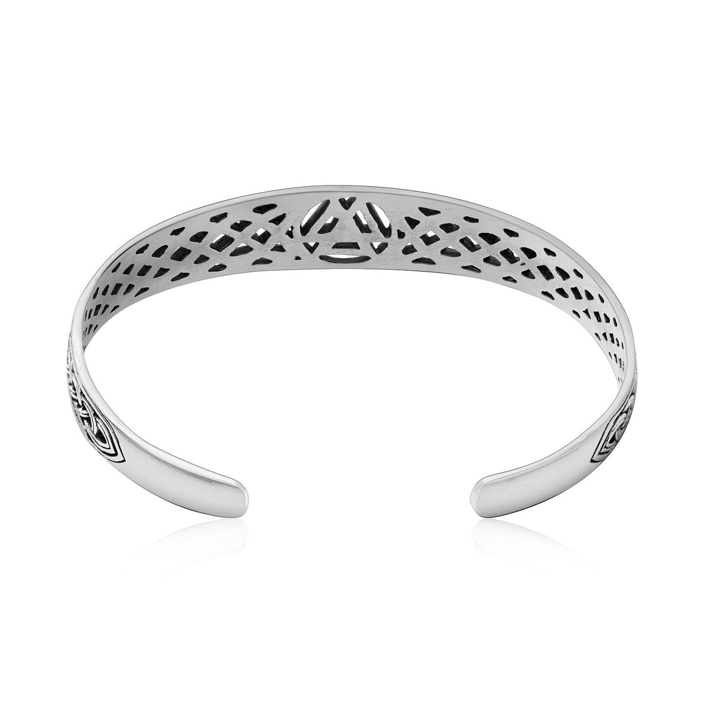 925 Sterling Silver Viking Valknut Shieldmaiden Bangle - SilverMania925