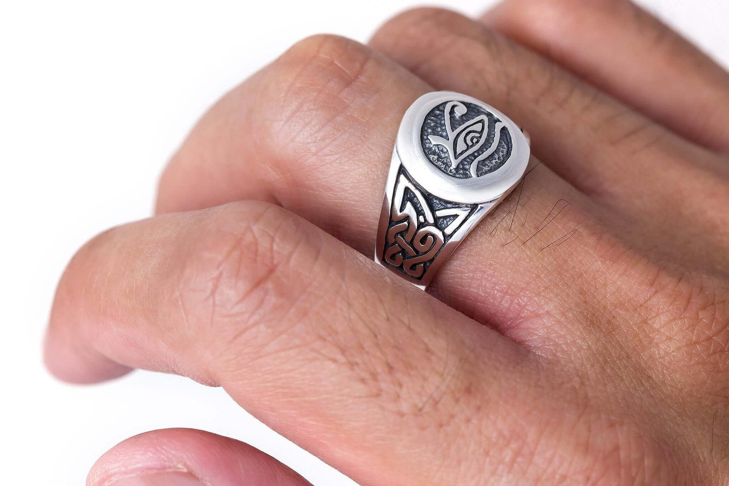 925 Sterling Silver Egypt Egyptian Eye of God Horus Ra Udjat Knotwork Ring - SilverMania925