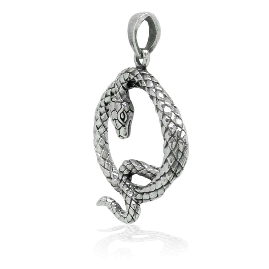 925 Sterling Silver Cobra Snake Infinity Knot Serpent Charm Pendant - SilverMania925