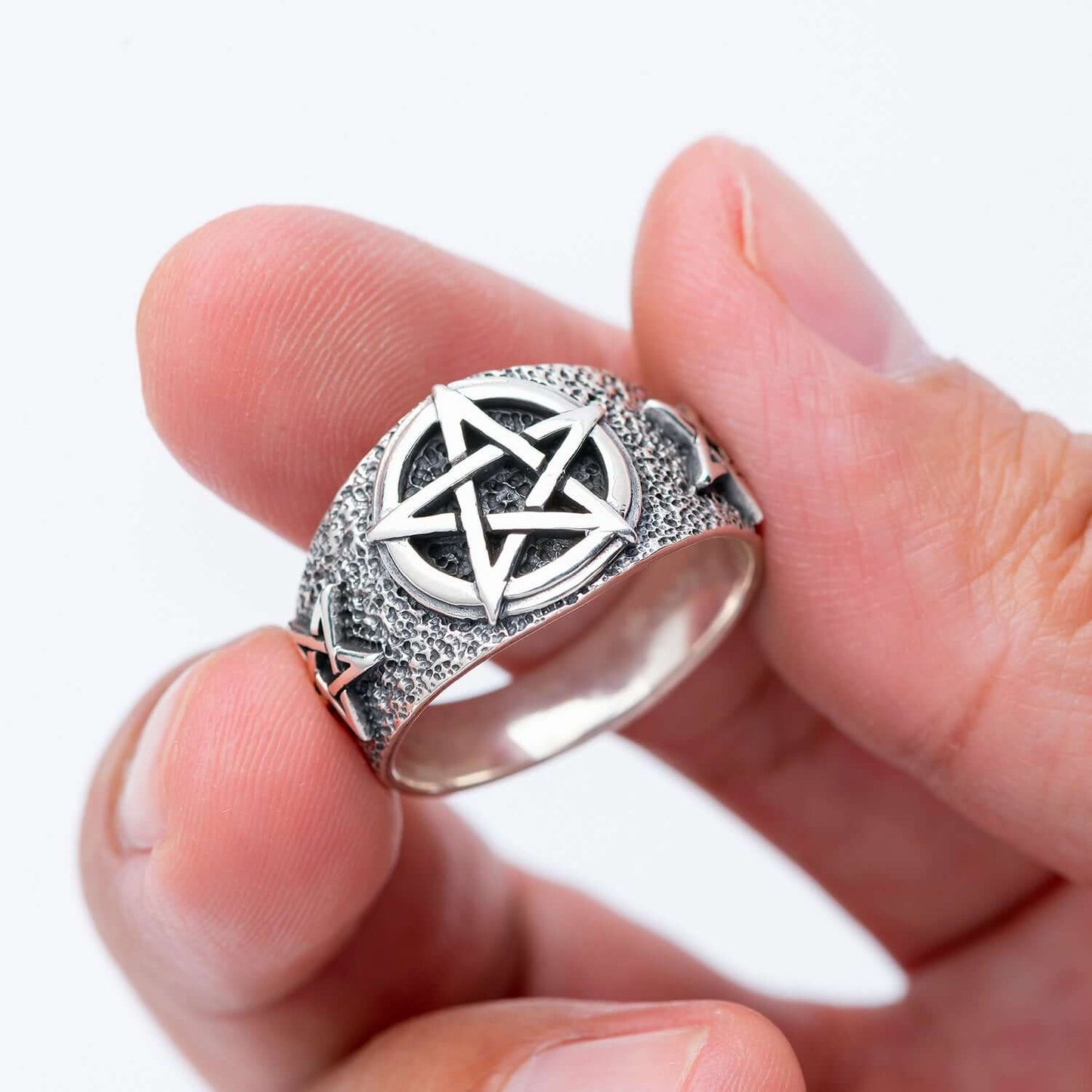 925 Sterling Silver Pentagram Signet Ring - SilverMania925