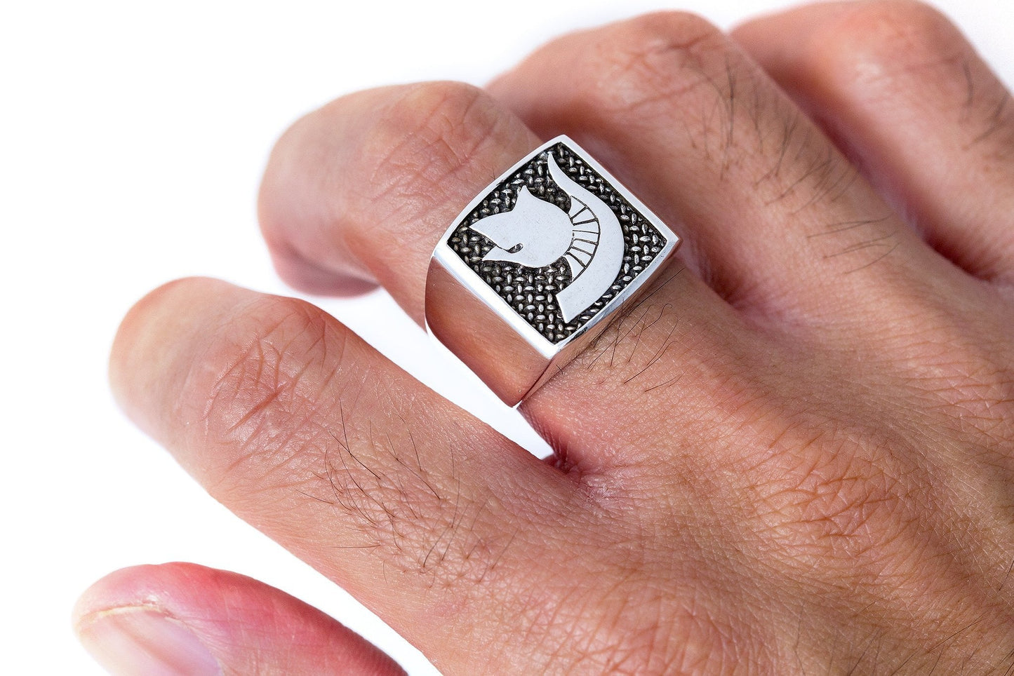 925 Sterling Silver Spartan Warrior Fighter Helmet Signet 300 Lacedaemon Ring - SilverMania925