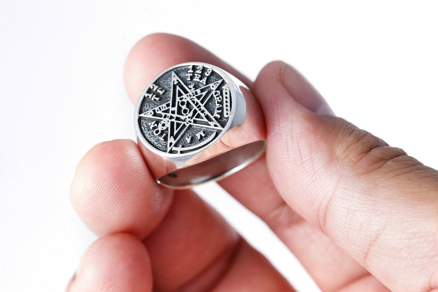 925 Sterling Silver Tetragrammaton Seal of Solomon Ring - SilverMania925