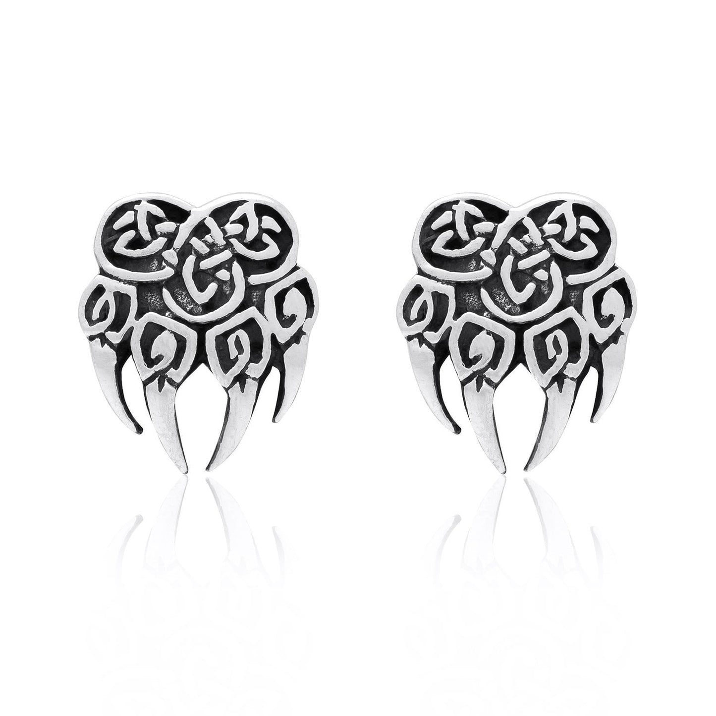 925 Sterling Silver Viking Bear Claw Earrings Set - SilverMania925