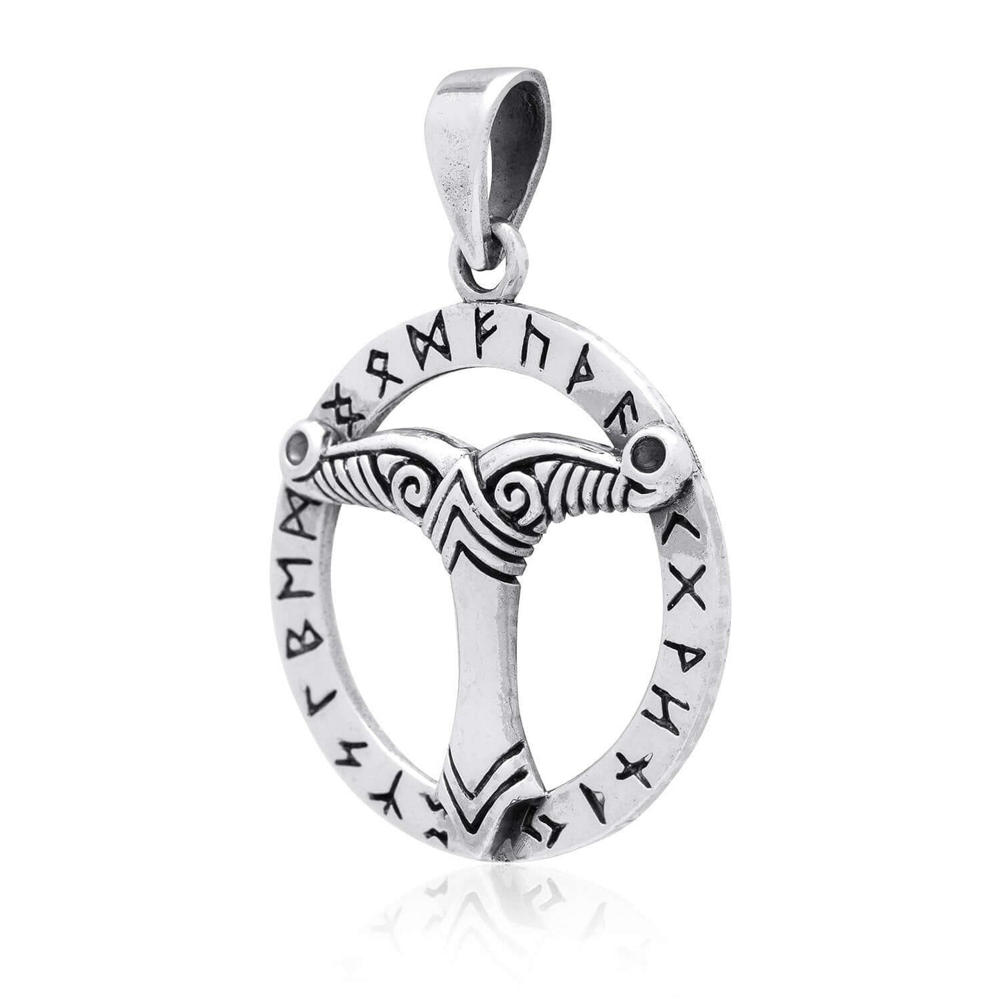925 Sterling Silver Irminsul Viking Runes Pendant - SilverMania925