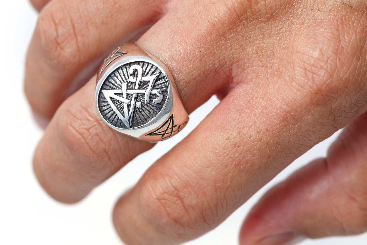 925 Sterling Silver Sigil of Lucifer Satanic Seal of Satan Ring - SilverMania925